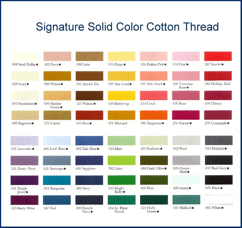 Signature Thread Color Chart